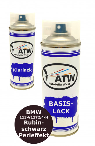 Autolack für BMW 113-V1172/4-H Rubinschwarz Perleffekt +400ml Klarlack Set